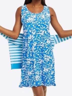 Draper James Blue & White Floral Tank Dress